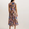 SLANNO Floral Printed Midi Dress