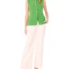 Sleeveless Button Down Crew Neck Button Down With Novelty Button
