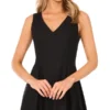 SLEEVELESS V-NECK PLEATED MAXI DRESS Black