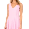 SLEEVELESS V-NECK PLEATED MAXI DRESS Lt-Pink