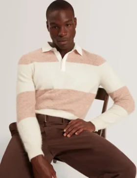 SOLARAN Alpaca Wool Block Stripe Rugby Shirt