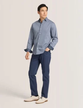 SOREN LONG SLEEVE CLAROT PRINT SHIRT Dark Denim