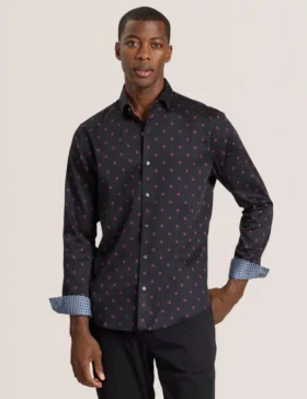 SOREN LONG SLEEVE DAISY PRINT SHIRT Black Beauty