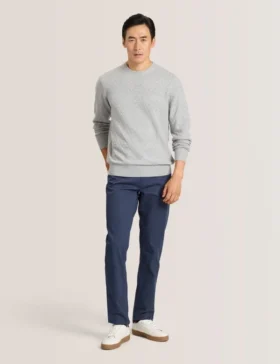 COMPACT HERRINGBONE TROUSERS Blue Nights