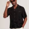 THOVAN Textured Floral Relaxed Short Sleeve Shirt