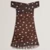 TILDAHH Off-Shoulder Polka Dot Mesh Mini Dress
