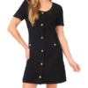TWESKA Button Down Mini Dress with Pockets