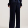 UMAIBO Satin Wide Leg Drawstring Joggers
