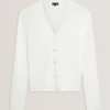 V-NECK CARDIGAN WITH RIB Ivory