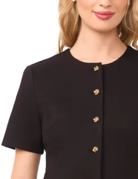 VALENTINA Tailored Drop Waist Buttoned Mini Dress