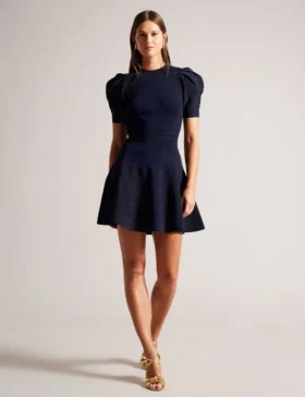 VELVEY Puff Sleeve Mini Dress