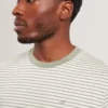 VEXRIN Textural Stripe Crew Neck Cotton T-Shirt