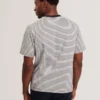 VEXRIN Textural Stripe Crew Neck Cotton T-Shirt