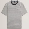 VEXRIN Textural Stripe Crew Neck Cotton T-Shirt