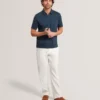 VICTOR Textured Grid Zip Neck Cotton Polo