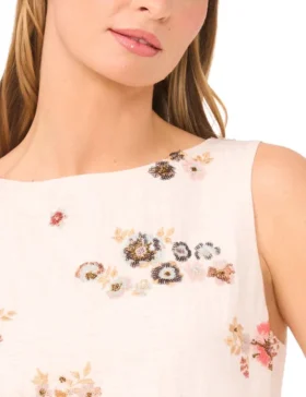 VIVIAN Sequin Floral Drop Waist Mini Dress