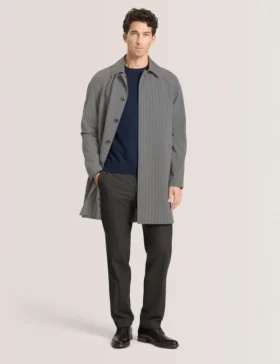 WARREN Herringbone Stripe Mac Coat