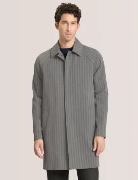 WARREN Herringbone Stripe Mac Coat