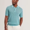 WATTERS Basket Knit Wool Blend Short Sleeve Polo