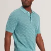 WATTERS Basket Knit Wool Blend Short Sleeve Polo