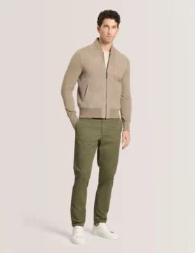 WESLEY Suede Panel Zip-Up Bomber Jacket