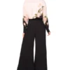 WIDE LEG TUCK PANT Black