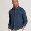 WILKES Long Sleeve Textured Button-Through Polo