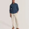 WILKES Long Sleeve Textured Button-Through Polo