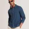 WILKES Long Sleeve Textured Button-Through Polo