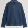 WILKES Long Sleeve Textured Button-Through Polo