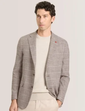 WINFRED Grid Check Cotton Blend Blazer