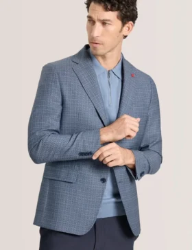 WINFRED Plaid Woven Texture Tailored Blazer