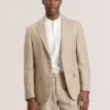 WINFRED Single Breasted Two Button Notch Flat Front Linen Suit Jacket