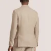 WINFRED Single Breasted Two Button Notch Flat Front Linen Suit Jacket