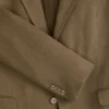 WINFRED Single Breasted Two Button Notch Flat Front Linen Suit Jacket