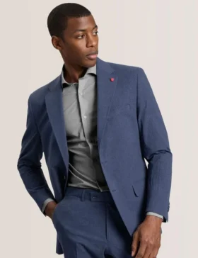 WINFRED Single Breasted Two Button Notch Flat Front Seersucker Suit Jacket