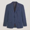 WINFRED Single Breasted Two Button Notch Flat Front Seersucker Suit Jacket