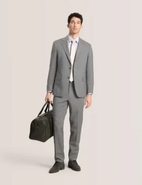 WINTER-STRIPE Striped Wool Modern Fit Suit Pants