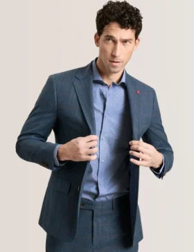 WRIGHT Glen Check Cotton Blend Suit Jacket