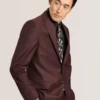 WRIGHT-TWILL Single Breasted Two Button Notch Fully Fashioned Twill Suit Jacket