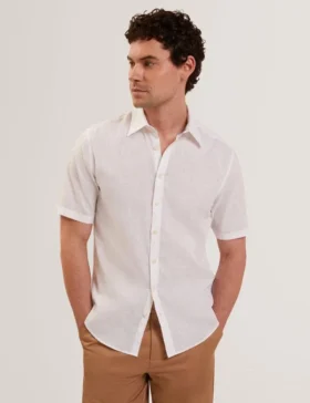 WRYTE Short Sleeve Linen Cotton Woven Shirt