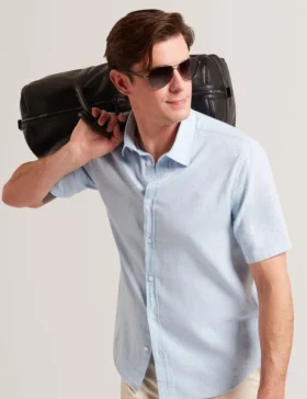 WRYTE Short Sleeve Linen Cotton Woven Shirt