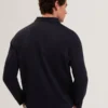 WYTHER Mixed Texture Zip Neck Long Sleeve Polo