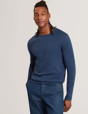 YAEN Rolled Edge Linen Blend Crew Neck Jumper