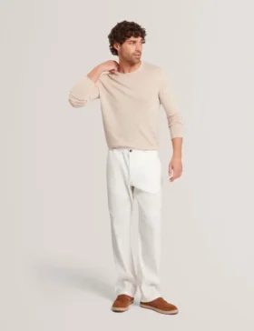 YAEN Rolled Edge Linen Blend Crew Neck Jumper