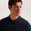 ZARKES Ribbed Texture Zip Neck Cotton Polo Shirt