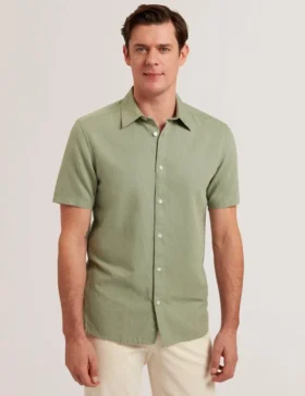 ZEFRE Short Sleeve Regular Linen Woven Shirt