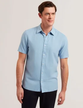 ZEFRE Short Sleeve Regular Linen Woven Shirt