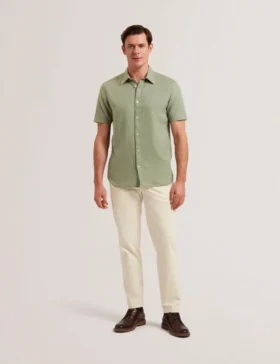 ZEFRE Short Sleeve Regular Linen Woven Shirt