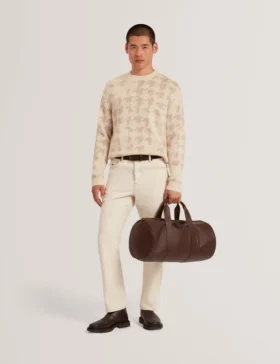ZENDAYD Houndstooth Print Chunky Knit Jumper